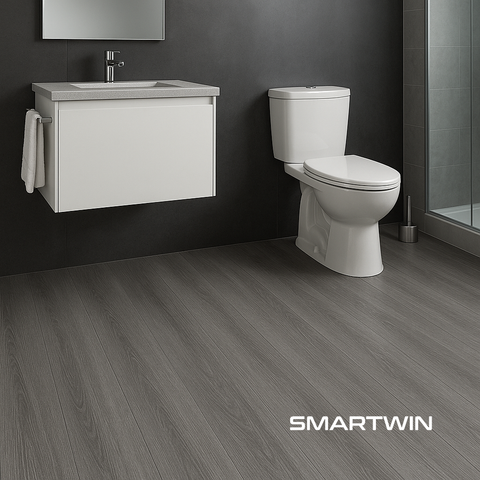 Piso Vinílico SPC Ceniza 5mm 18.4x122cm Alto trafico 2.24m2 incluye manta IXPE