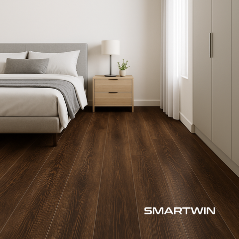 Piso Vinílico SPC Nogal Británico 5mm 18.4x122cm Alto trafico 2.24m2 incluye manta IXPE