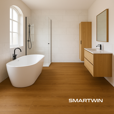 Piso Vinílico SPC Tzalam 5mm 18.4x122cm Alto trafico 2.24m2 incluye manta IXPE